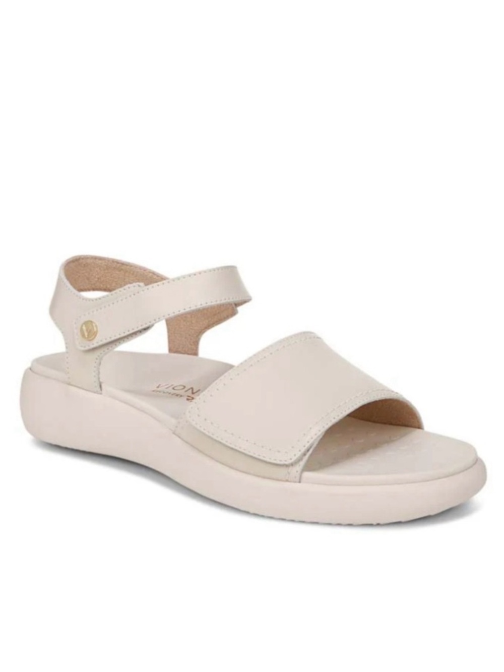 Vionic Awaken Cream Leather Strap Comfy Sandals Women’s Size 9.5